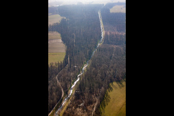Vue aérienne de Canal Durb.-Kammb.-Wannenbach dans la forêt à le quartier Urloffen in Appenweier dans le département Bade-Wurtemberg, Allemagne