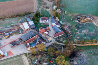 Vue aérienne de Moulin Schaidter avec boiseries ORTH Gerd Sütterlin eK à le quartier Schaidt in Wörth am Rhein dans le département Rhénanie-Palatinat, Allemagne