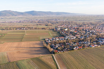 Vue aérienne de Prairies et jachères entre Landau W, Wollmesheim et Arzheim à Landau in der Pfalz dans le département Rhénanie-Palatinat, Allemagne