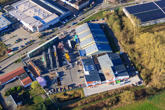 Vue oblique de Zone industrielle de Horst avec ACOTEL Computer-Vertriebs-GmbH à le quartier Minderslachen in Kandel dans le département Rhénanie-Palatinat, Allemagne