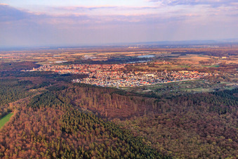 Vue aérienne de Vue de la ville depuis le nord-ouest à Jockgrim dans le département Rhénanie-Palatinat, Allemagne