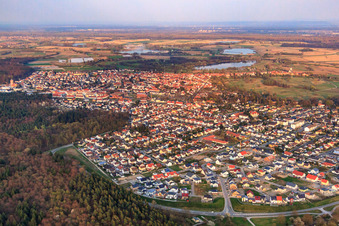 Vue aérienne de Vue de la ville depuis le nord-ouest à Jockgrim dans le département Rhénanie-Palatinat, Allemagne