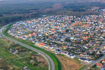 Vue aérienne de De Buchstraße à Vogelring à Jockgrim dans le département Rhénanie-Palatinat, Allemagne