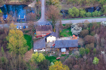 Vue aérienne de Rheinschänke Leimersheim - Bärbel Schardt sur le Leimersheimer Altrhein à Leimersheim dans le département Rhénanie-Palatinat, Allemagne