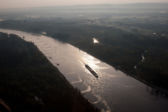 Vue aérienne de Zones riveraines le long du Rhin à Lauterbourg dans le département Bas Rhin, France