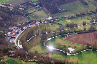 Vue aérienne de Maria im Stein sur la Saale franconienne à Hollstadt dans le département Bavière, Allemagne