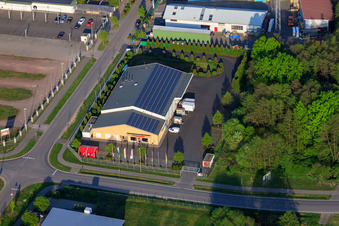 Vue aérienne de Boucherie Freier GmbH & Co. KG à le quartier Minderslachen in Kandel dans le département Rhénanie-Palatinat, Allemagne