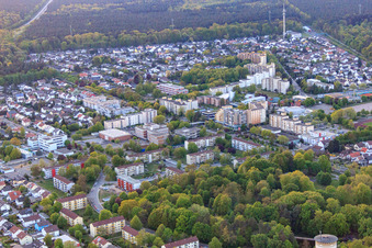 Vue aérienne de Quartier du Dorschberg avec IGS Wörth : école polyvalente Carl Benz, école primaire du Dorschberg, Europa Gymnasium Wörth et hôtel de ville Wörth am Rhein à Wörth am Rhein dans le département Rhénanie-Palatinat, Allemagne