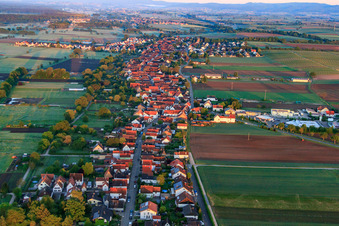 Photographie aérienne de Vue du village le matin depuis l'est à Freckenfeld dans le département Rhénanie-Palatinat, Allemagne