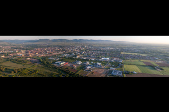 Vue oblique de Perspective panoramique de la zone urbaine avec ses périphéries et son centre-ville à le quartier Queichheim in Landau in der Pfalz dans le département Rhénanie-Palatinat, Allemagne