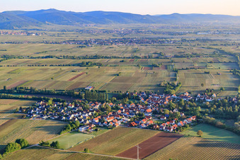 Vue aérienne de Vue du village le matin depuis le sud à Knöringen dans le département Rhénanie-Palatinat, Allemagne