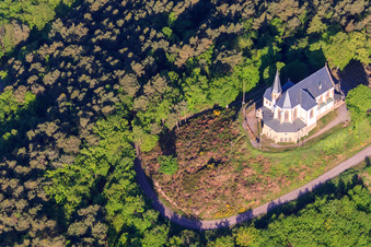 Photographie aérienne de Chapelle Sainte-Anne sur le versant de la forêt du Palatinat à Burrweiler dans le département Rhénanie-Palatinat, Allemagne