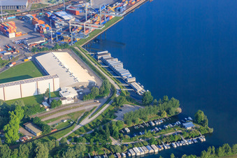 Vue aérienne de XPO Logistics à Alte Schiffsbrückenstr à Germersheim dans le département Rhénanie-Palatinat, Allemagne