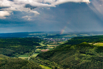 Vue aérienne de Orage sur Bevertal à le quartier Dalhausen in Beverungen dans le département Rhénanie du Nord-Westphalie, Allemagne