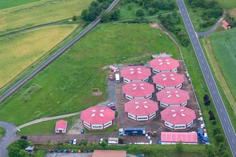 Vue aérienne de Technologie des élastomères Et à le quartier Westheim in Hammelburg dans le département Bavière, Allemagne