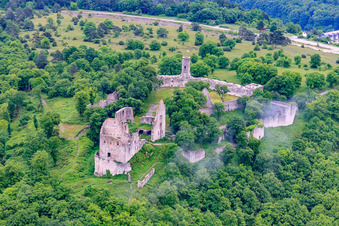 Photographie aérienne de Ruines du château de Homburg près de Gössenheim à Gössenheim dans le département Bavière, Allemagne