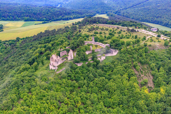 Vue oblique de Ruines du château de Homburg près de Gössenheim à Gössenheim dans le département Bavière, Allemagne