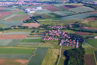 Vue aérienne de Vue sur le village à le quartier Mühlhausen in Estenfeld dans le département Bavière, Allemagne