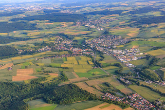 Vue aérienne de Aperçu des villes du Kraichgau depuis le nord à Meckesheim dans le département Bade-Wurtemberg, Allemagne