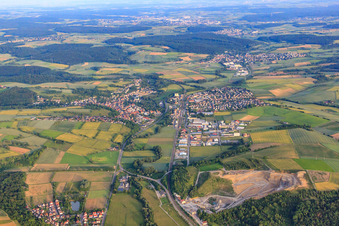 Vue aérienne de Aperçu des villes du Kraichgau depuis le nord à Meckesheim dans le département Bade-Wurtemberg, Allemagne