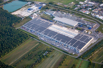 Photographie aérienne de Site de l'usine Goodyear Dunlop Tires Allemagne, Goodyearstraße. Entreprise participante : Goodyear Dunlop Tires Germany GmbH. à Philippsburg dans le département Bade-Wurtemberg, Allemagne