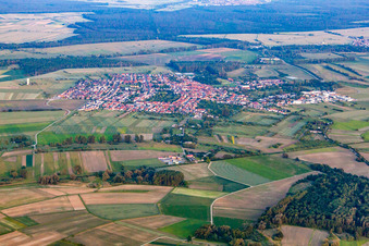 Vue aérienne de Du nord-ouest à le quartier Liedolsheim in Dettenheim dans le département Bade-Wurtemberg, Allemagne