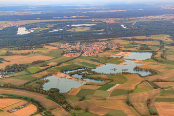 Vue aérienne de Vue du village d'Althrein depuis le nord-ouest à Leimersheim dans le département Rhénanie-Palatinat, Allemagne