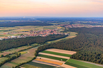 Vue aérienne de Plaines d'Erlenbach au Bienwald à Kandel dans le département Rhénanie-Palatinat, Allemagne