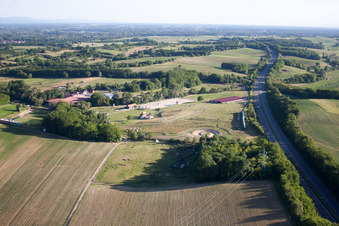 Haras de la Neée à Neewiller-près-Lauterbourg dans le département Bas Rhin, France du point de vue du drone