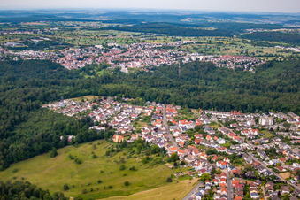 Vue aérienne de Rue Hohberg à le quartier Etzenrot in Waldbronn dans le département Bade-Wurtemberg, Allemagne