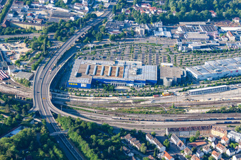 Vue aérienne de IKEA à le quartier Weststadt in Ulm dans le département Bade-Wurtemberg, Allemagne