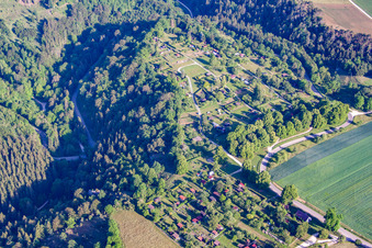 Vue aérienne de Jardin familial à le quartier Bermaringen in Blaustein dans le département Bade-Wurtemberg, Allemagne