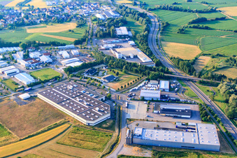 Vue aérienne de Zone industrielle Im Losenfeld avec CC Coaster GmbH & Co. KG et W. Armbruster Teigwarenfabrik GmbH à le quartier Sand in Willstätt dans le département Bade-Wurtemberg, Allemagne