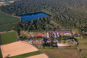 Vue aérienne de Centre équestre - école d'équitation - écurie du club équestre Lahr eV dans le district de Kippenheimweiler/Forêt-Noire à le quartier Langenwinkel in Lahr dans le département Bade-Wurtemberg, Allemagne