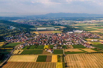 Vue aérienne de Vue des rues et des maisons dans les quartiers résidentiels à Ringsheim dans le département Bade-Wurtemberg, Allemagne