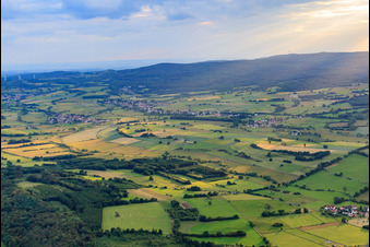 Vue aérienne de Paysage arable et de prairie à Grebenhain dans le département Hesse, Allemagne