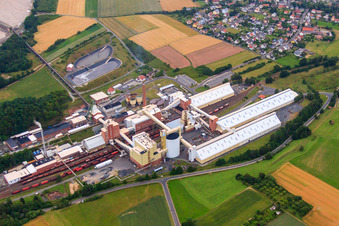 Vue aérienne de K+S Minerals and Agriculture GmbH, usine Neuhof-Ellers à le quartier Ellers in Neuhof dans le département Hesse, Allemagne