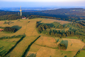 Vue aérienne de Hoherodskopf à le quartier Breungeshain in Schotten dans le département Hesse, Allemagne