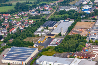 Vue aérienne de Zone industrielle avec KBS Gastrotechnik à le quartier Welkers in Eichenzell dans le département Hesse, Allemagne