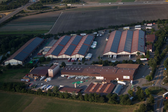 Vue aérienne de Marché du Palatinat à le quartier Dannstadt in Dannstadt-Schauernheim dans le département Rhénanie-Palatinat, Allemagne