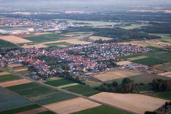 Vue oblique de Ottersheim à Ottersheim bei Landau dans le département Rhénanie-Palatinat, Allemagne
