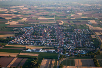 Vue aérienne de Vue des rues et des maisons dans les quartiers résidentiels à le quartier Iggelheim in Böhl-Iggelheim dans le département Rhénanie-Palatinat, Allemagne