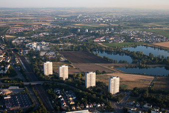 Vue aérienne de Oggersheim, Clinique BG à le quartier Friesenheim in Ludwigshafen am Rhein dans le département Rhénanie-Palatinat, Allemagne