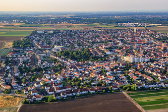 Vue aérienne de Vue d'ensemble de la ville depuis le nord à Mutterstadt dans le département Rhénanie-Palatinat, Allemagne