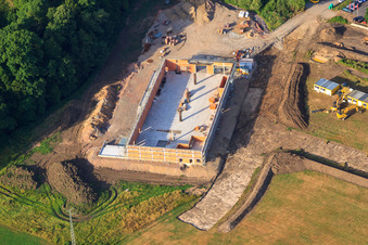 Vue d'oiseau de Chantier du nouveau bâtiment EDEKA dans la Lauterburger Straße à Kandel dans le département Rhénanie-Palatinat, Allemagne