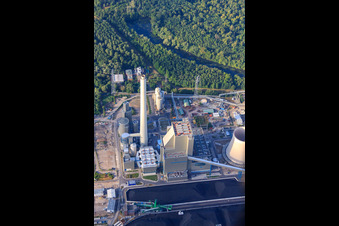 EnBW Energie Baden-Württemberg AG, centrale à vapeur du port du Rhin Karlsruhe de N à le quartier Daxlanden in Karlsruhe dans le département Bade-Wurtemberg, Allemagne hors des airs