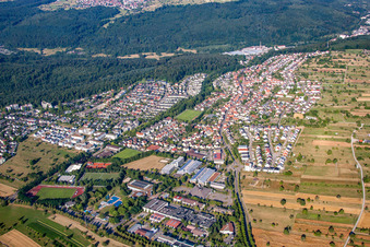 Vue aérienne de Du nord-est à le quartier Busenbach in Waldbronn dans le département Bade-Wurtemberg, Allemagne