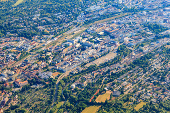 Vue aérienne de Zone de mesure sur Habermehlstraße à le quartier Weststadt in Pforzheim dans le département Bade-Wurtemberg, Allemagne