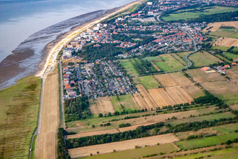 Vue aérienne de Côte de la mer du Nord à le quartier Duhnen in Cuxhaven dans le département Basse-Saxe, Allemagne