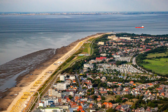 Vue aérienne de Côte de la mer du Nord à le quartier Duhnen in Cuxhaven dans le département Basse-Saxe, Allemagne